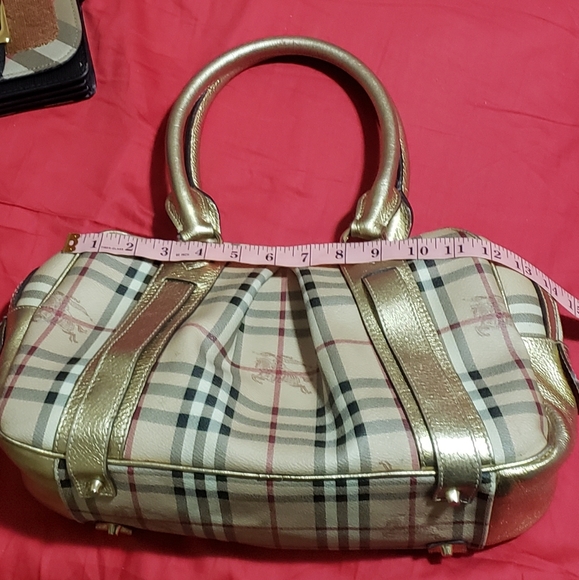 BURBERRY Plaid and Gold Metallic Handbag - Picture 13 of 16
